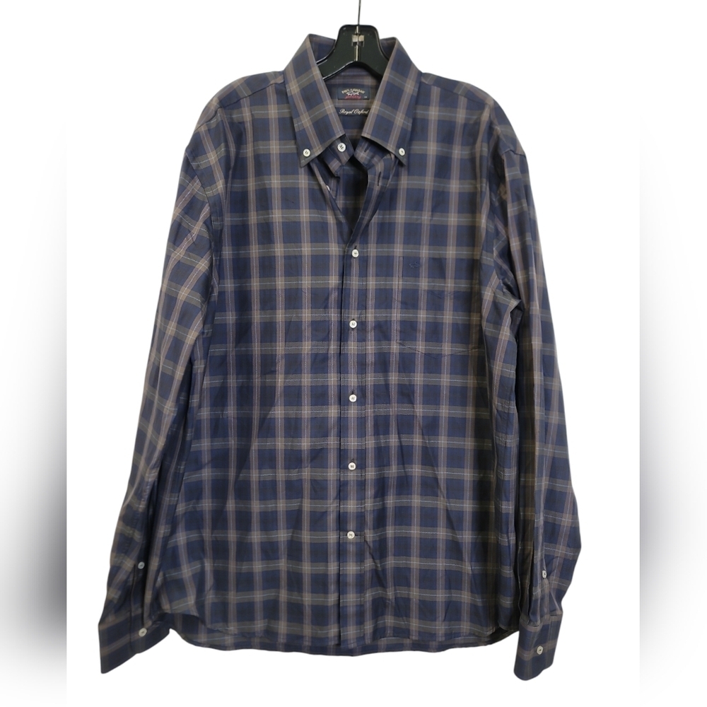 Paul and shark  Royal Oxford long sleeve button down plaid shirt